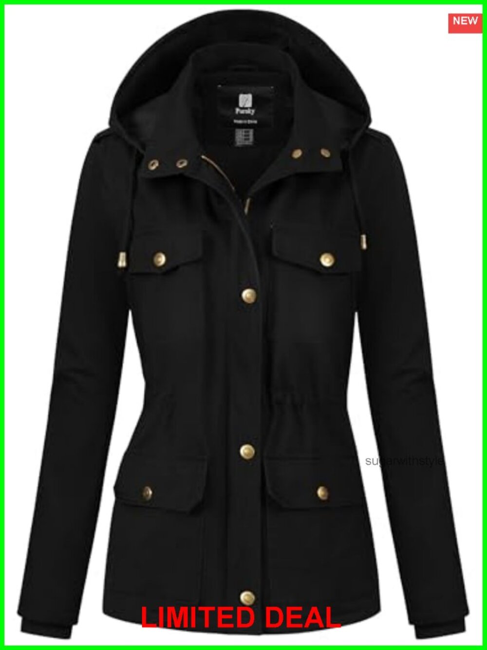 Women's Cotton Anorak Lightweight Military Utility Jacket Removable Hood